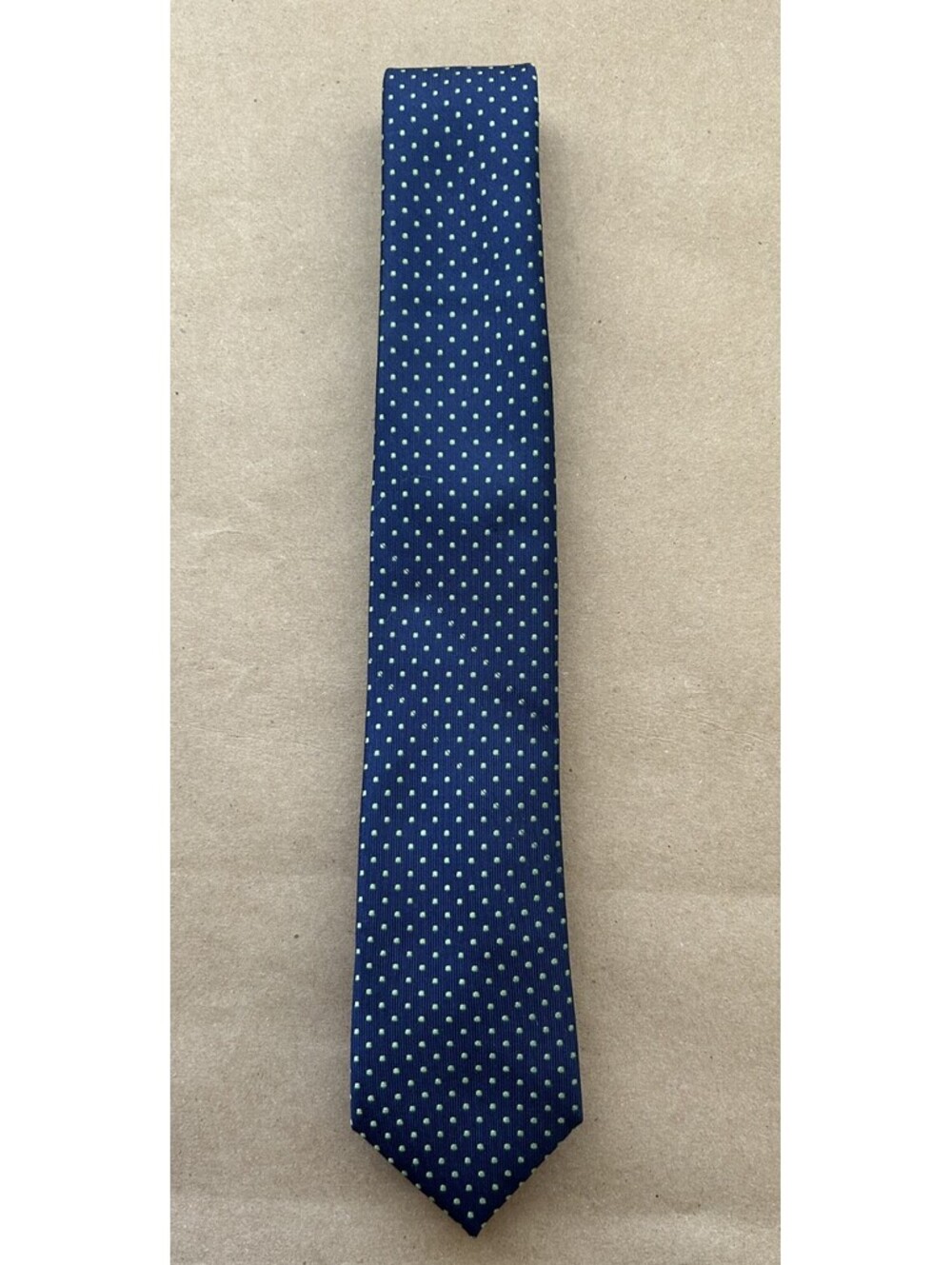Classic Club Gold Label 100% Silk men's tie - blue with green polka dots 3" wide